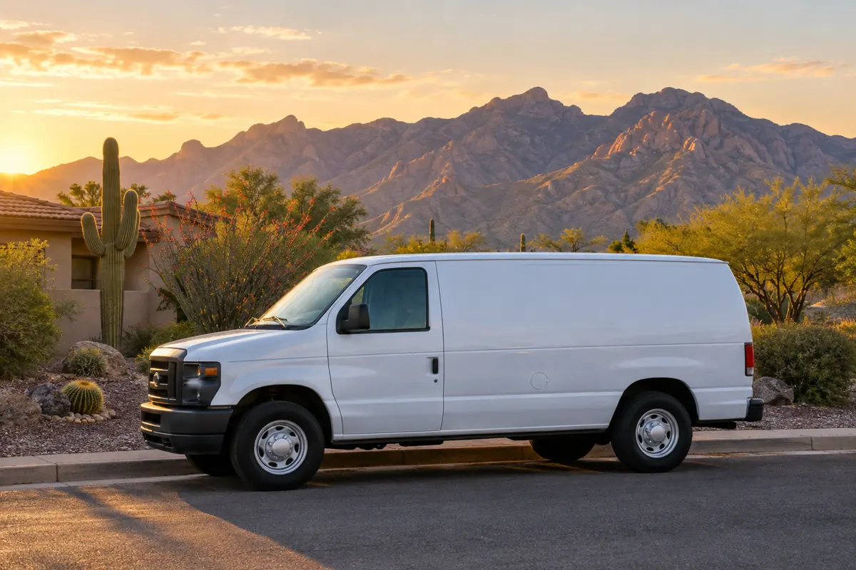 Restoration service van serving Tucson neighborhoods